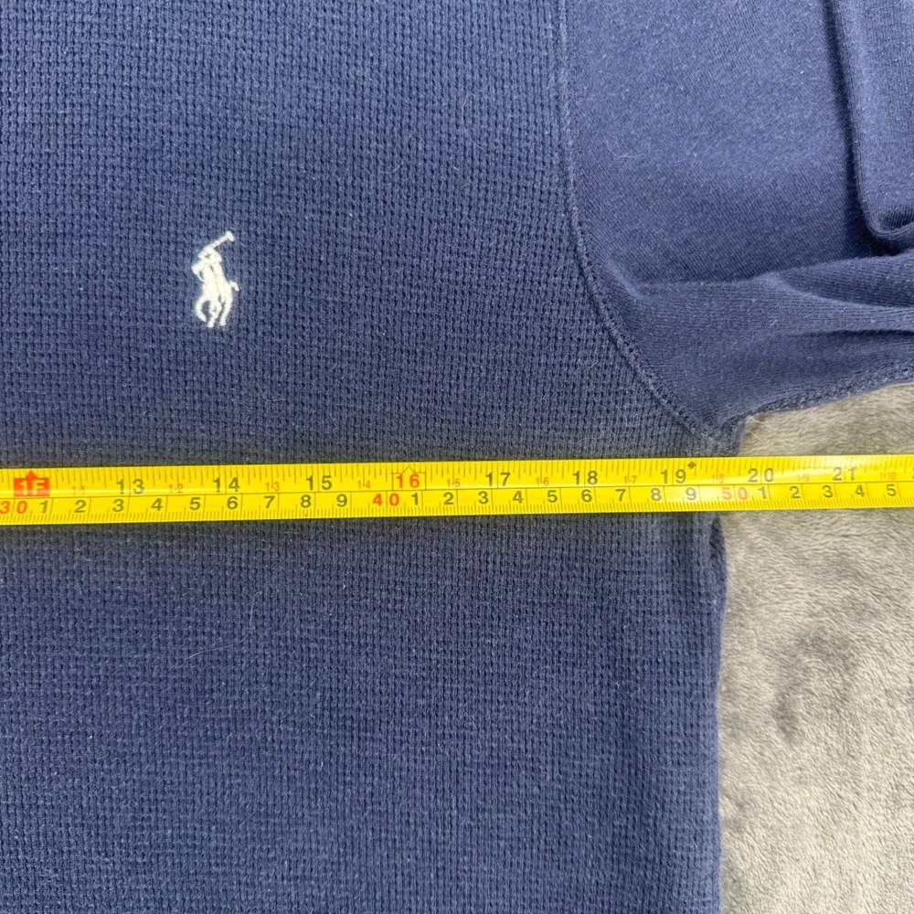 Polo Ralph Lauren Mens Large Navy Blue Waffle Knit Thermal Long Sleeve Shirt